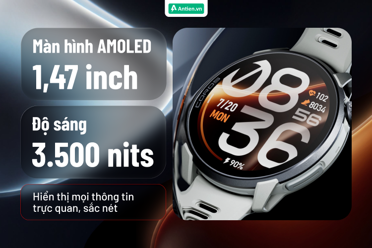 Màn Amoled 3.500 nits siêu sáng, cho khả năng hiển thị rõ nét, sống động
