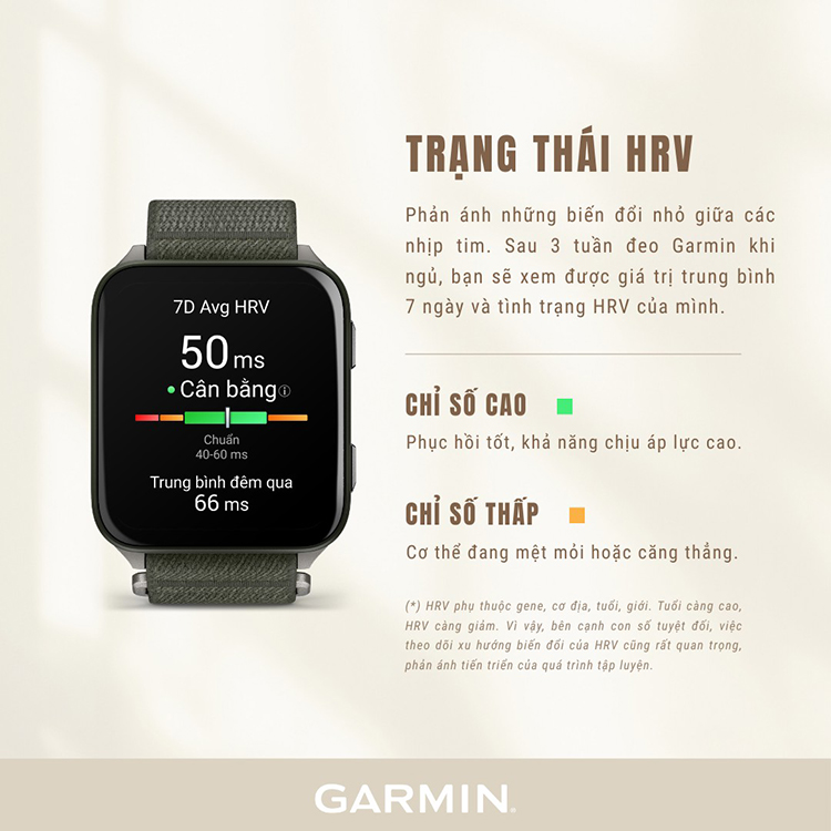 HRV trên Garmin phản ánh khả năng thích nghi của cơ thể trước căng thẳng, tập luyện hay áp lực