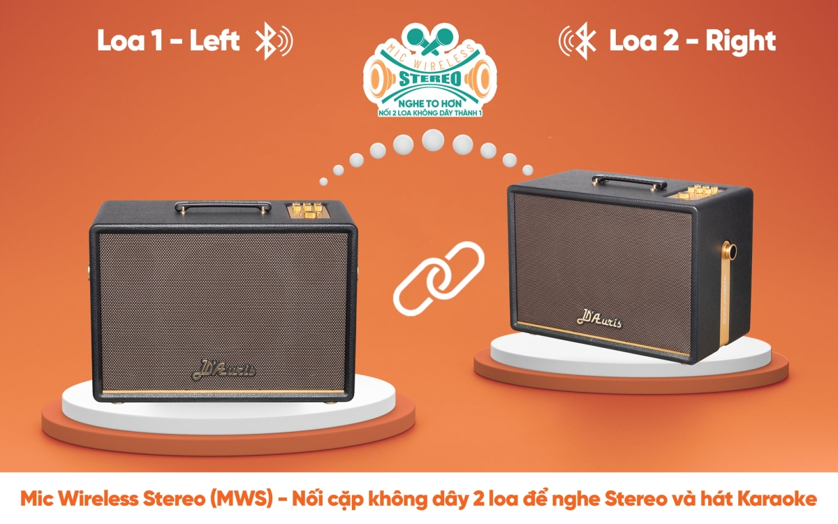 Hỗ trợ ghép đôi hai loa với công nghệ MIC Wireless Stereo MWS