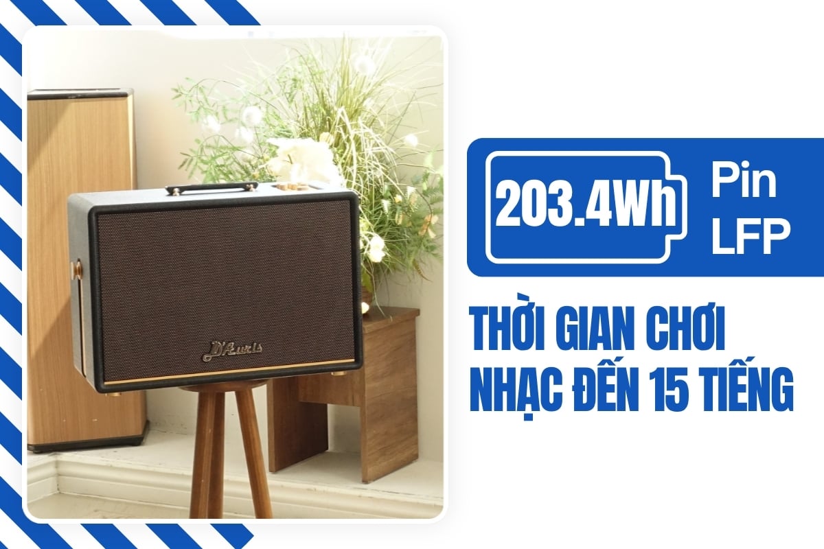 Thời lượng pin lên đến 15 giờ, linh hoạt mọi cuộc vui