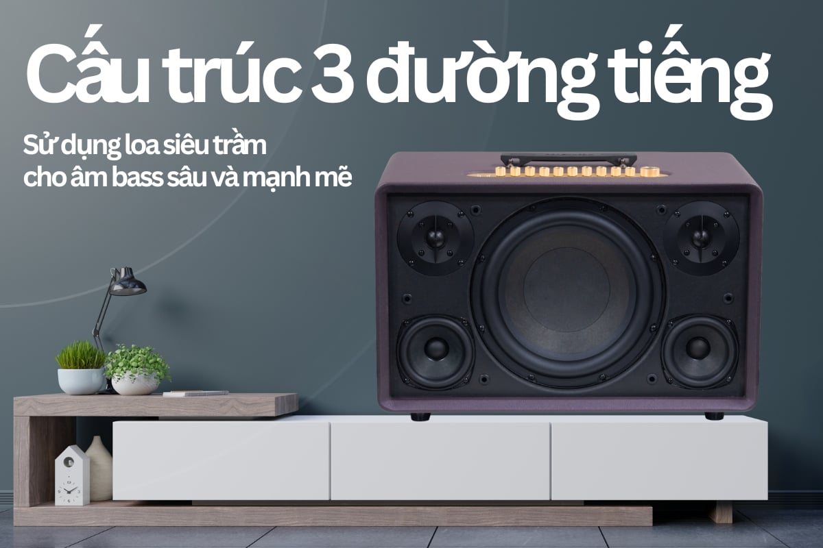 Cấu trúc loa 3 đường tiếng 5 loa của loa karaoke Acnos Flac 39 tái tạo âm thanh trung thực