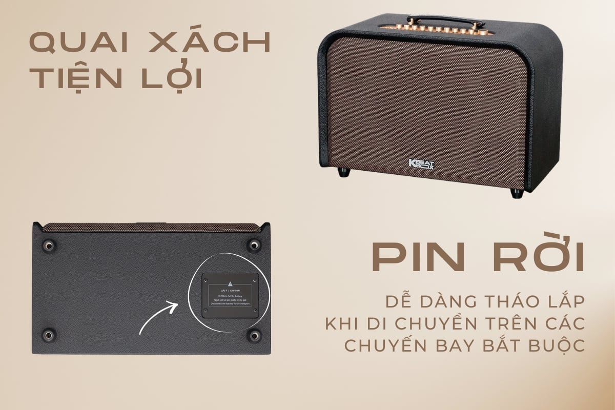 Thiết kế loa Acnos Harmony (Phiên bản 2026) gọn gàng với quai xách và pin tháo rời