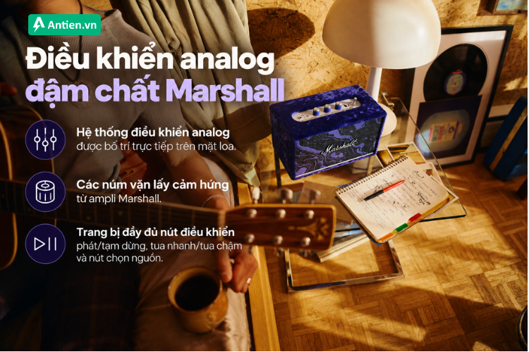 Marshall Acton III Hendrix có hệ thống điều khiển analog được bố trí trực tiếp trên mặt loa.