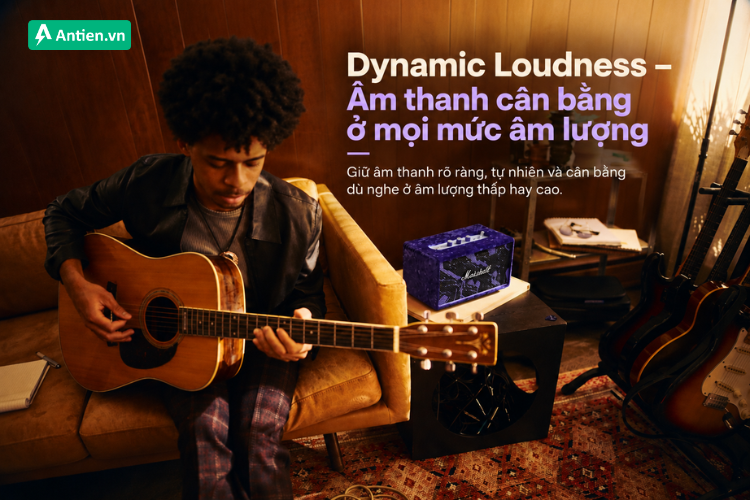 Acton III Hendrix Edition được tích hợp Dynamic Loudness, giúp âm thanh duy trì sự cân bằng khi người dùng thay đổi âm lượng.
