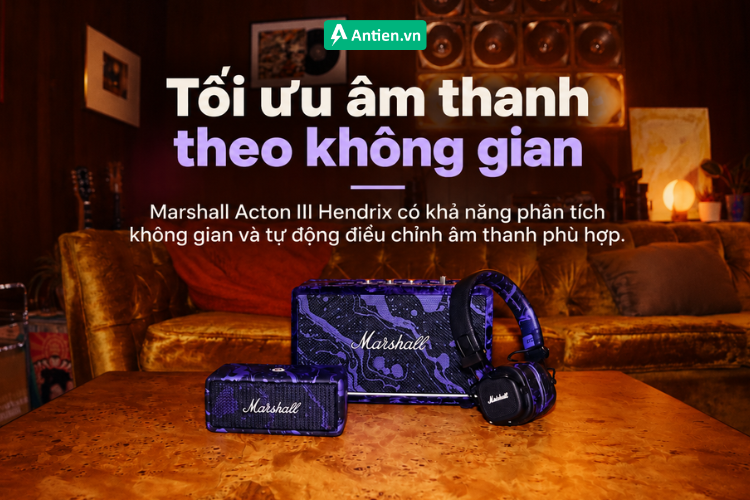 Marshall Acton III Hendrix được trang bị tính năng bù trừ vị trí, có khả năng phân tích không gian và tự động điều chỉnh âm thanh phù hợp.