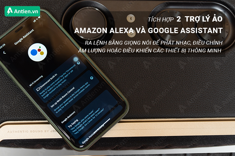 LOa JBL Authentics 500 tích hợp đồng thời 2 trợ lý ảo Amazon và Google Assistant