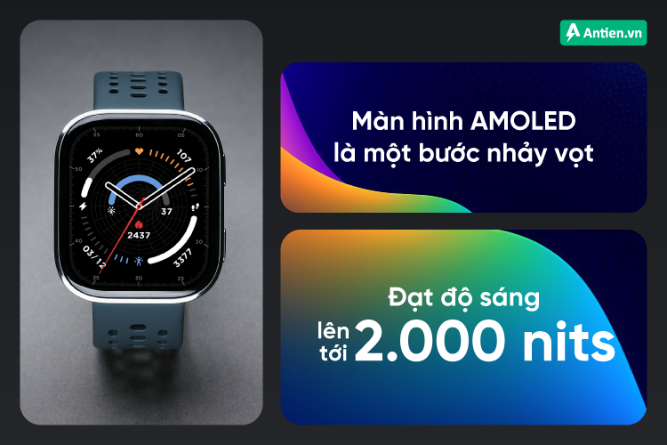 Bip 6 sở hữu kích thước mặt lớn cùng màn hình AMOLED rực rỡ, sống động