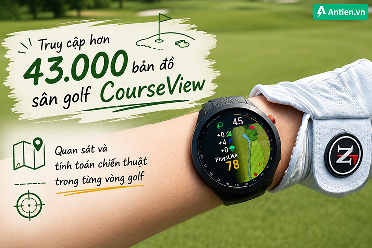 Bản đồ CourseView giúp bạn chủ động quan sát và tính toán chiến thuật từng vòng golf