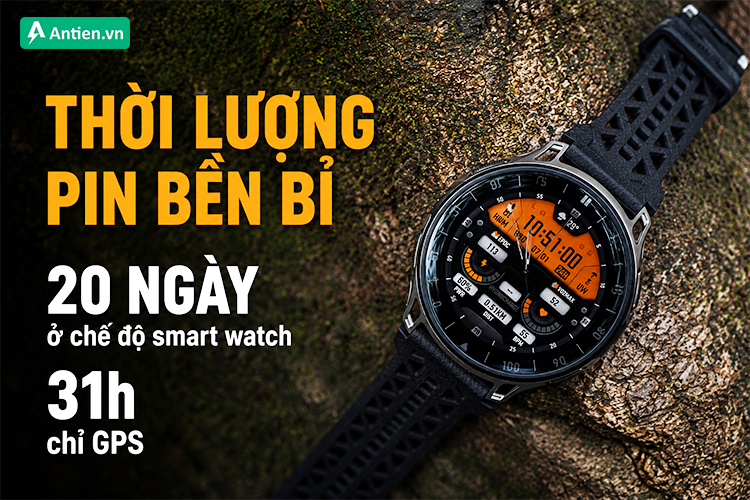 Không sợ bị gián đoạn với viên pin bền bỉ, cho bạn sử dụng tới 20 ngày ở chế độ thông thường
