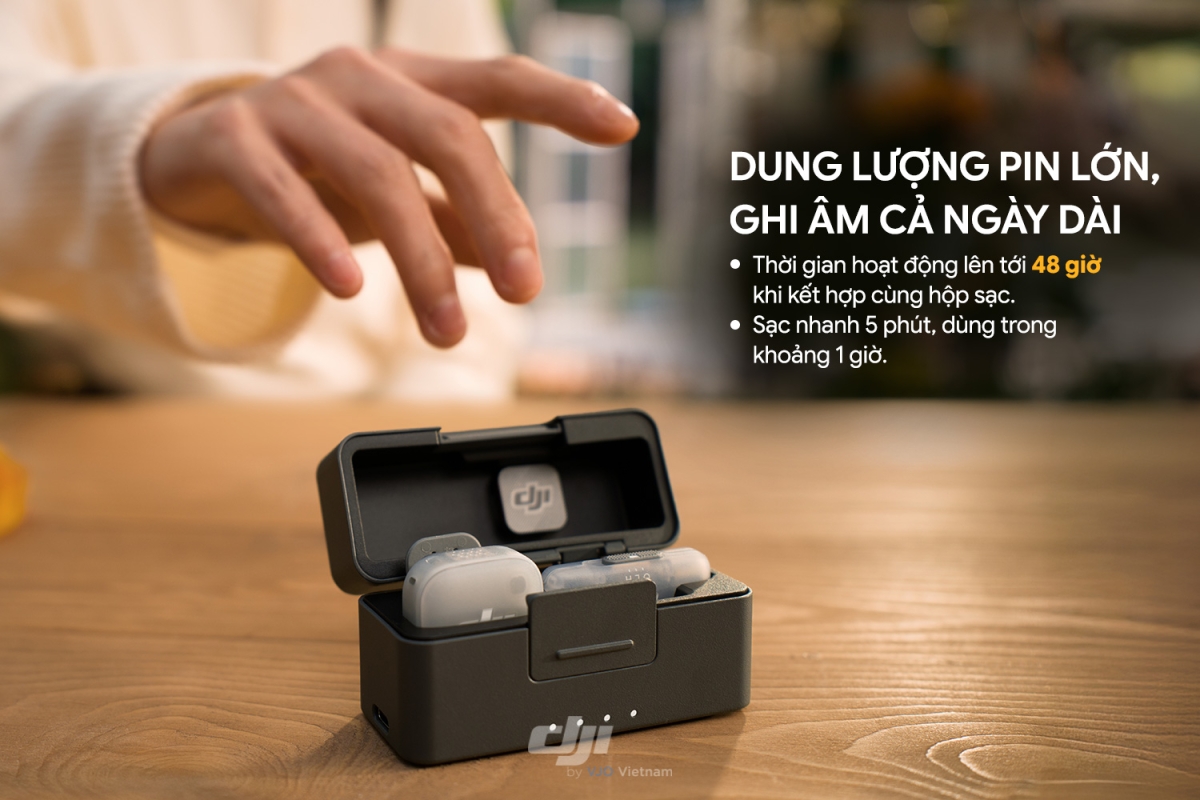 DJI Mic Mini 2 dung lượng pin lớn
