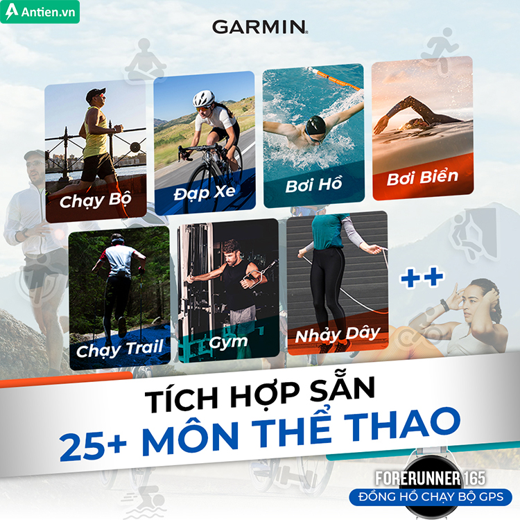 FR165 hỗ trợ đa môn thể thao, đặc biệt phù hợp cho các vận động viên chạy bộ