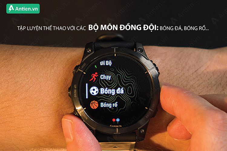 Epix Pro 2 Sapphire bản 47mm hỗ trợ các bộ môn thể thao đồng đội như bóng đá, bóng bầu dục...