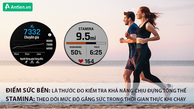 Điểm sức bền và Stamina trên đồng hồ Garmin phản hồi khác nhau về thành tích và sức mạnh