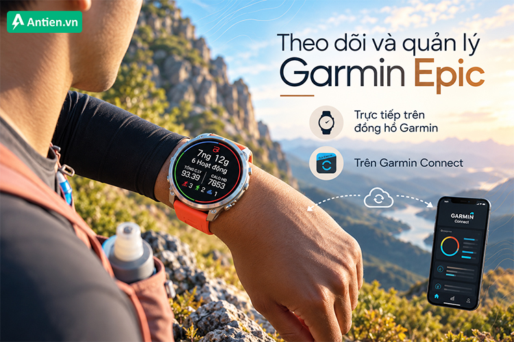 Người dùng dễ dàng kiểm soát hành trình ngay trên cổ tay hoặc qua Garmin Connect