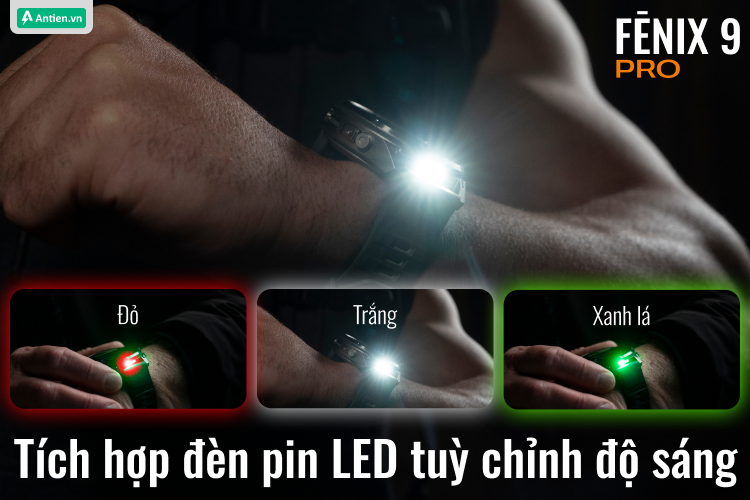 Bản Fenix 9 Pro được bổ sung thêm ánh sáng xanh lá giúp người dùng chủ động lựa chọn nguồn sáng