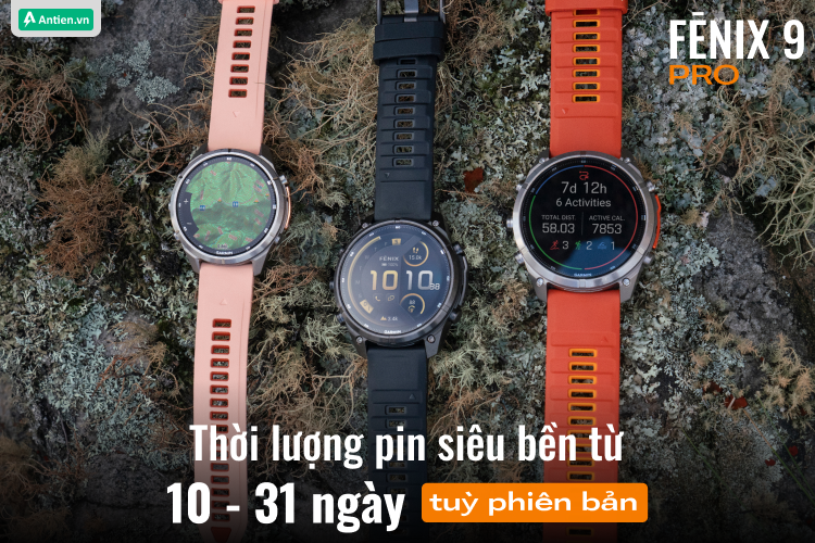 Fenix 9 Pro - 47mm đồng hành lâu dài với mọi hành trình của bạn với thời lượng sử dụng pin tới 18 ngày chế độ smart watch