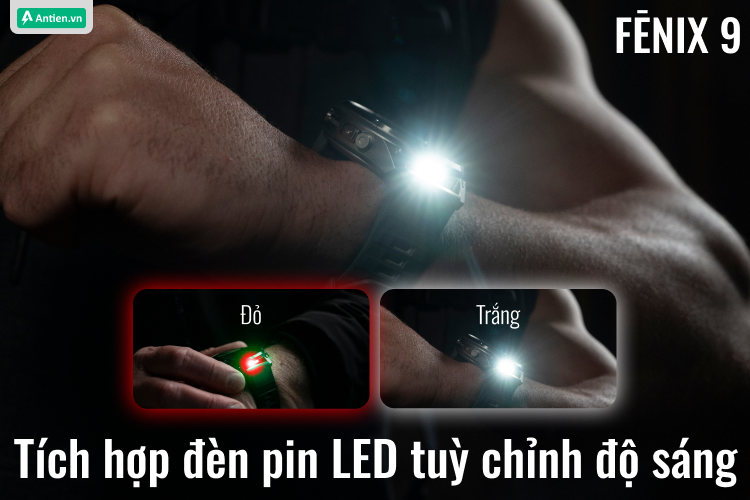An toàn khi tập luyện về đêm hoặc môi trường thiếu sáng nhờ đèn LED sáng/đỏ