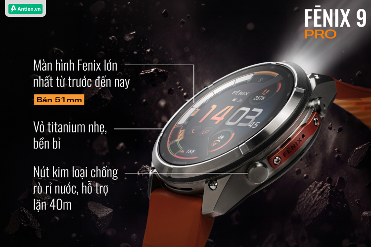Fenix 9 Pro nổi bật với màn hình AMOLED sáng gấp đôi (so với Fenix 8)