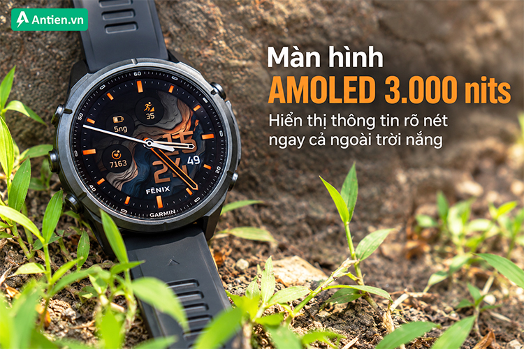 Ở bản Fenix 9 AMOLED có độ sáng tới 3000 nits, cho khả năng hiển thị sắc nét