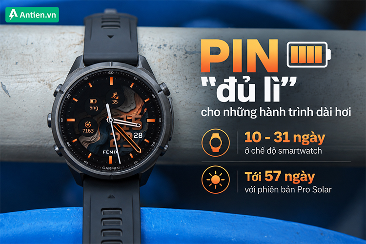 Không sợ cuộc chơi bị ngắt nhịp nhờ viên pin siêu bền bỉ trên Fenix 9