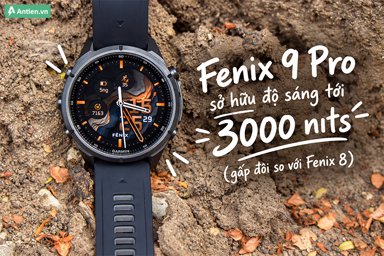 Fenix 9 nổi bật với màn hình Amoled siêu sáng, gấp đôi giá trị nits so với Fenix 8