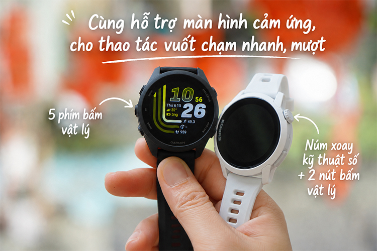 FR170 vẫn giữ nút bấm vật lý quen thuộc, Pace 4 nổi bật với núm xoay nhanh, mượt