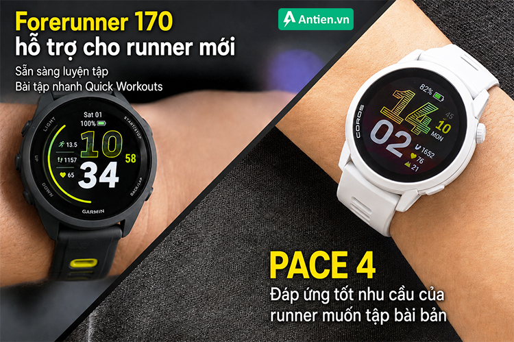 Cả FR170 và Pace 4 đều hỗ trợ cho runner mới nhờ các tính năng nổi bật