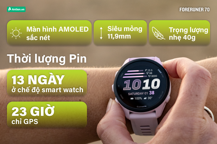 Forerunner 70 thiết kế gọn, nhẹ