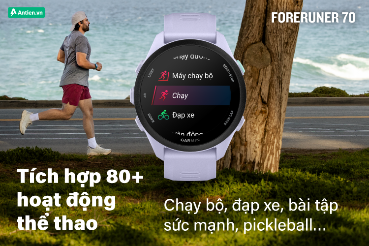 Đồng hồ Forerunner 70 tích hợp hơn 80 bộ môn khác nhau