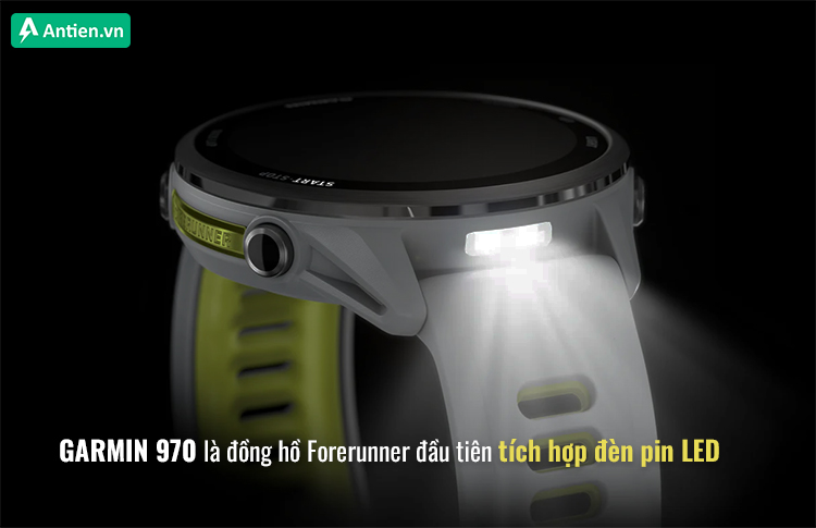An tâm luyện tập hoặc di chuyển về đêm nhờ đèn pin siêu sáng trên Forerunner 970