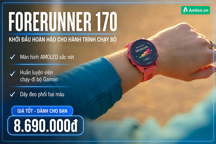 Forerunner 170 là đồng hồ dành người mới với các tính năng chuyên sâu hơn