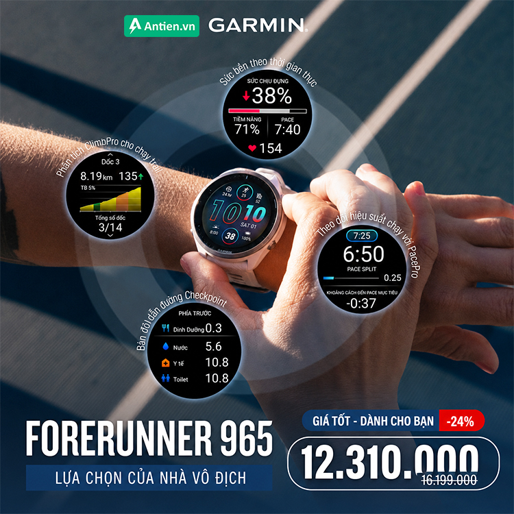 Đồng hồ chạy bộ Forerunner 965 là lựa chọn hàng đầu cho runner và triathlete