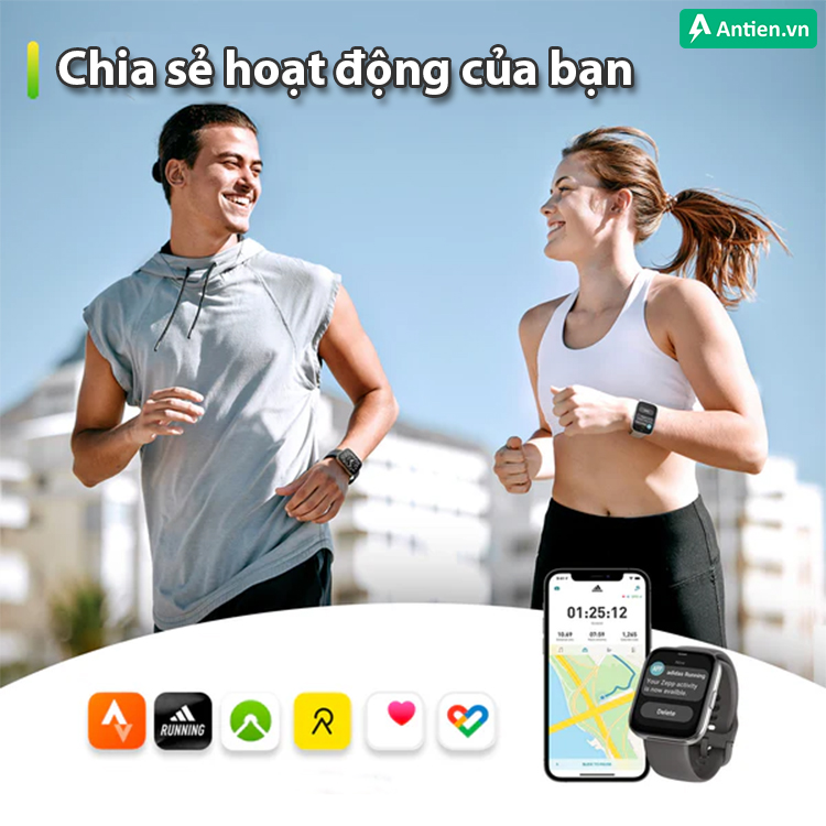 Dễ dàng chia sẻ dữ liệu tập luyện của bạn với các cộng đồng thể hình 