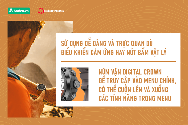 Đơn giản và dễ sử dụng với 3 nút bấm vật lý, đặc biệt là núm xoay Digital Crown tiện lợi