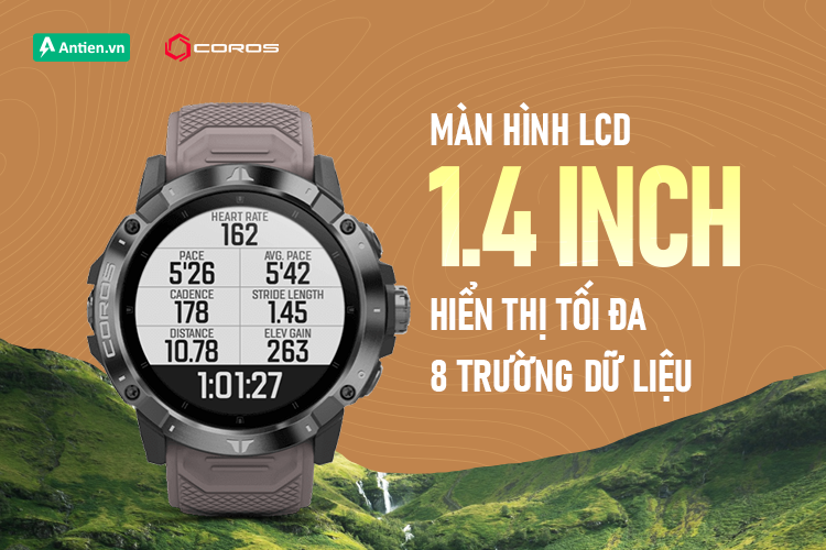 Màn hình LCD 1,4 inch lớn hơn cho phép Vertix 2 hiển thị 8 trường dữ liệu trên cùng một trang