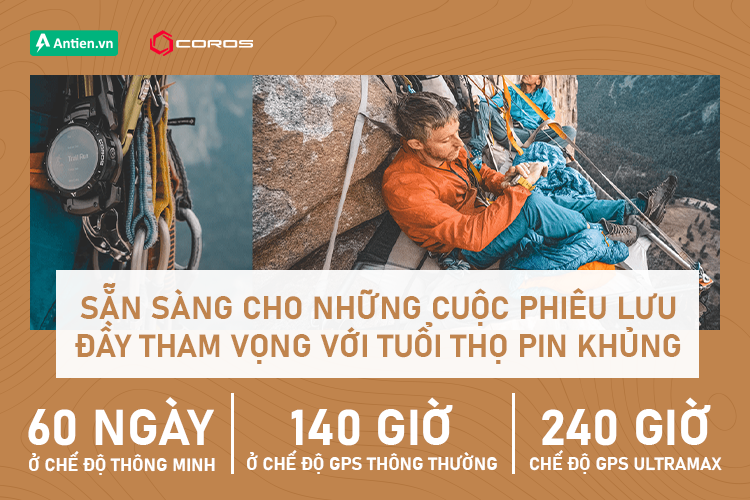 Luôn sẵn sàng cho những chuyến đi khắc nghiệt và dài nhất cùng bạn với thời lượng pin tới 43 ngày ở chế độ thông thường