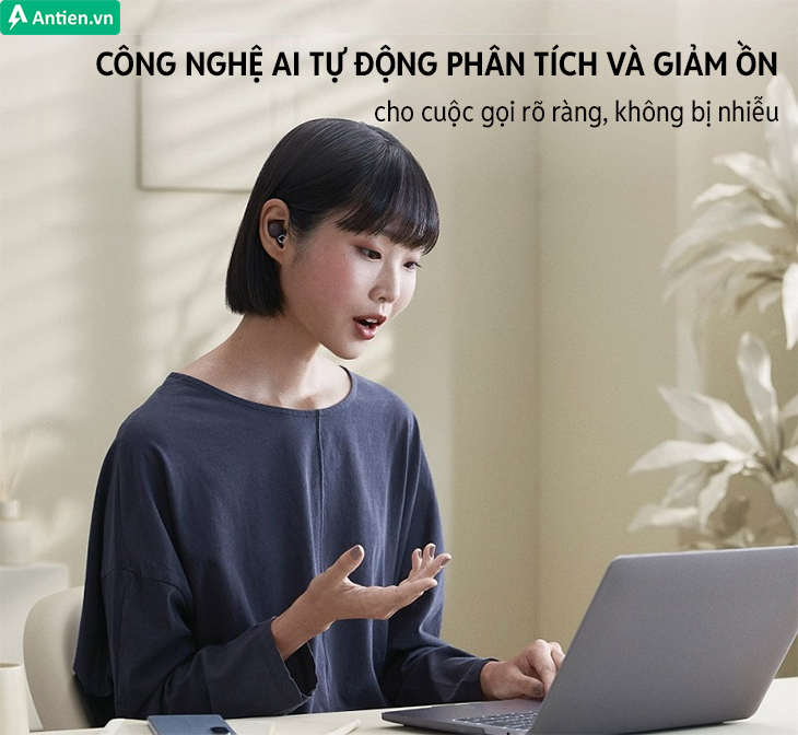 LinkBuds WF-L900 có thể đàm thoại tốt nhờ vào AI tự động phân tích và giảm ồn