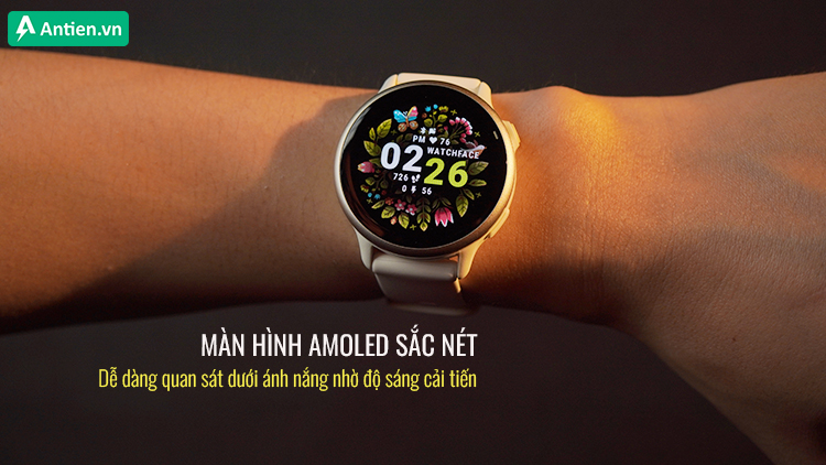 vívoactive 6 trang bị màn hình AMOLED độ phân giải cao, hiển thị màu sắc sống động rực rỡ