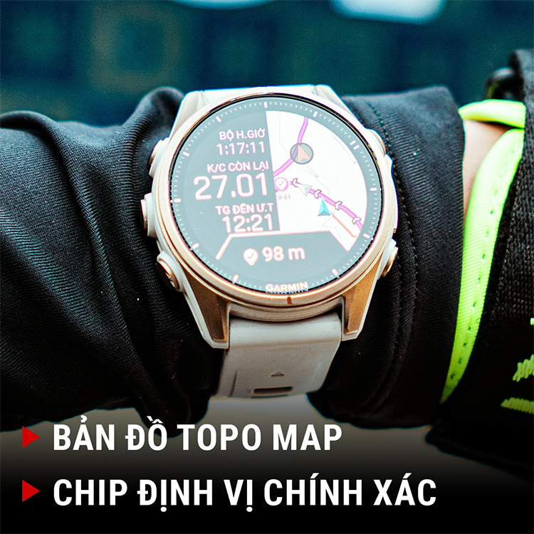 Garmin Fenix 8 là lựa chọn hoàn hảo cho các cung trail với bản đồ TOPO chi tiết, pin bền