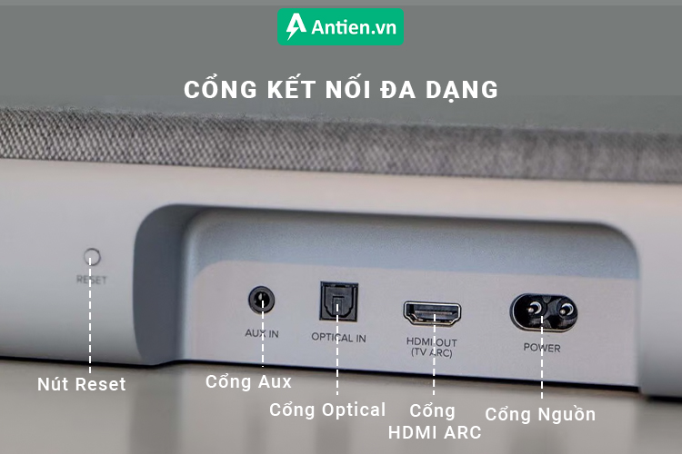 Kết nối với TV qua cổng HDMI ARC cho tín hiệu âm thanh ổn định, mượt mà