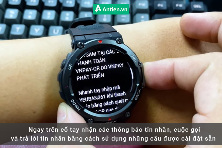 Đồng hồ trang bị các tính năng thông minh, từ thông báo tin nhắn, cuộc gọi đến điều khiển nhạc