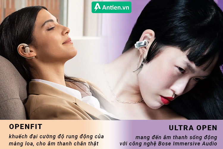 Openfit có hiệu suất âm thanh lớn trong khi công nghệ Bose Immersive Audio của Ultra Open cho âm thanh sống động