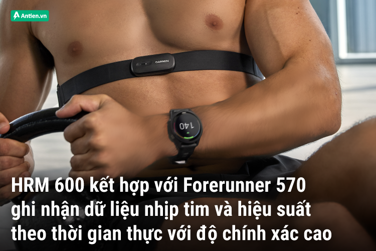 Khi kết nối với Forerunner 570, HRM 200 trả dữ liệu chi tiết và chính xác về nhịp tim và hiệu suất