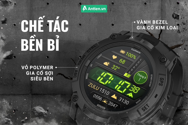 Instinct 3 Tactical sở hữu thiết kế nồi đồng cối đá, nỏi bật với màn hình Amoled hiển thị sống động, rực rỡ