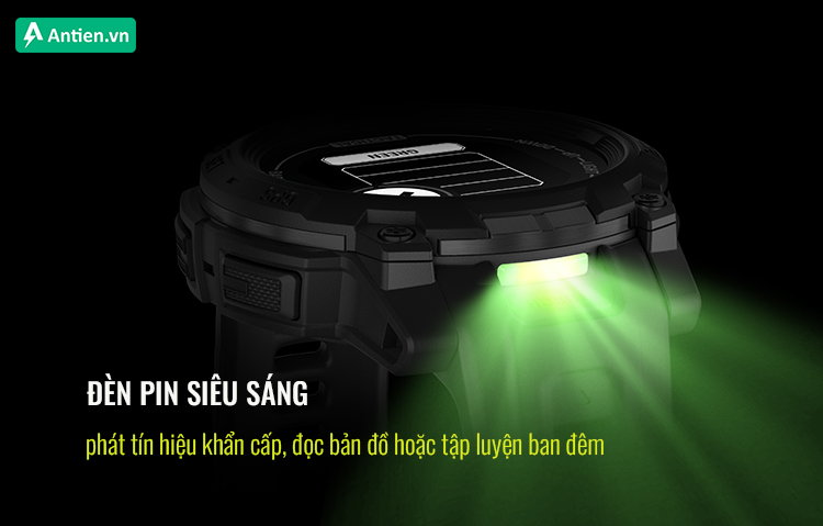 Ánh sáng xanh lá trên Instinct 3 Tactical hỗ trợ đồng tử thu hẹp, không bị loá khi nhìn lại vào bóng tối