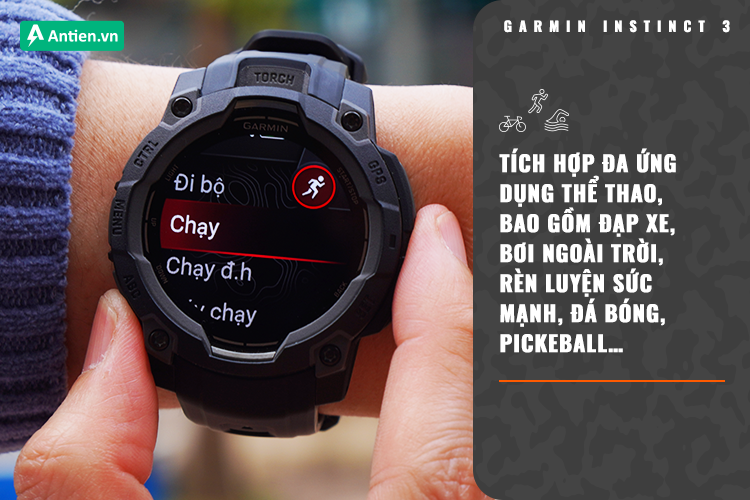 Instinct 3 Seriess tích hợp 100+ môn thể thao từ trong nhà đến ngoài trời - không gì làm khó được bạn