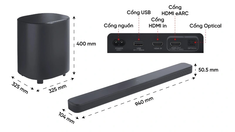 Thông số loa soundbar JBL Bar 500MK2