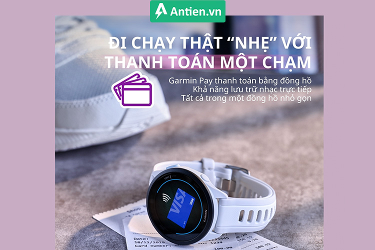 Garmin Pay cho phép bạn mua hàng nhanh chóng và dễ dàng mà không cần gì ngoài đồng hồ