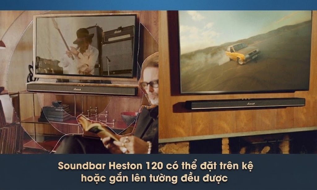 Soundbar dễ dàng bố trí trên kệ TV hoặc treo tường