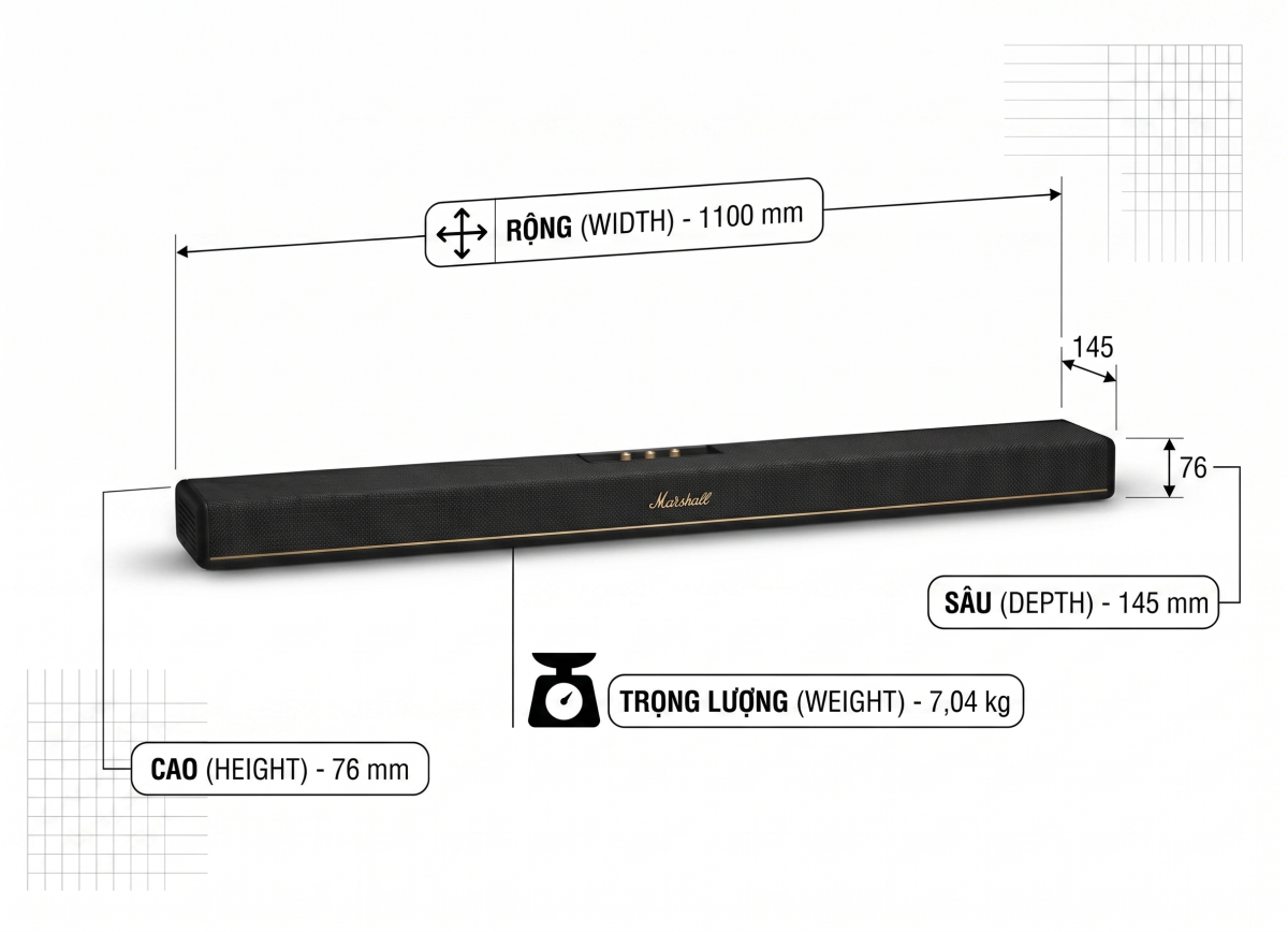 Thiết kế loa Marshall Heston 120 nhỏ gọn